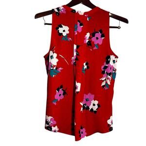 41 Hawthorn Breyson Pleated Detail Sleeveless Blouse Top Size Medium Red Floral